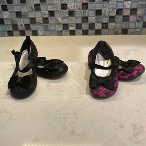 2 Pairs of Toddler Size 7 Dress Shoes.Blk Sequins Koala Kids,Pink,Cherokee.